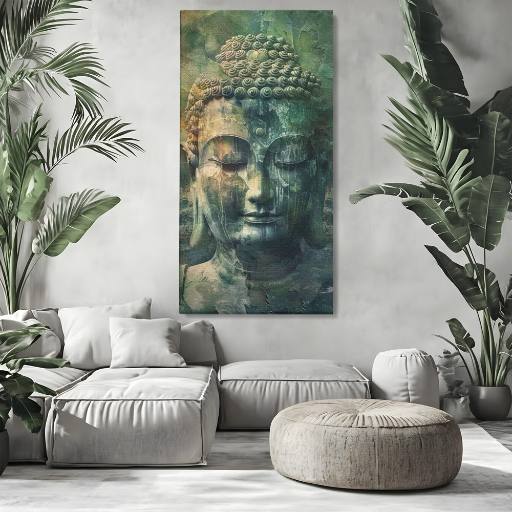 Leinwand Canvas Wandkunst Premium LuxCanva® I136, Meditative Essenz, Buddha, Zen, Meditation, Stille, Spiritualität, Emotion, Natur, Harmonie, Urne, Kunst, Schatten, Wohnen, Schlafzimmer