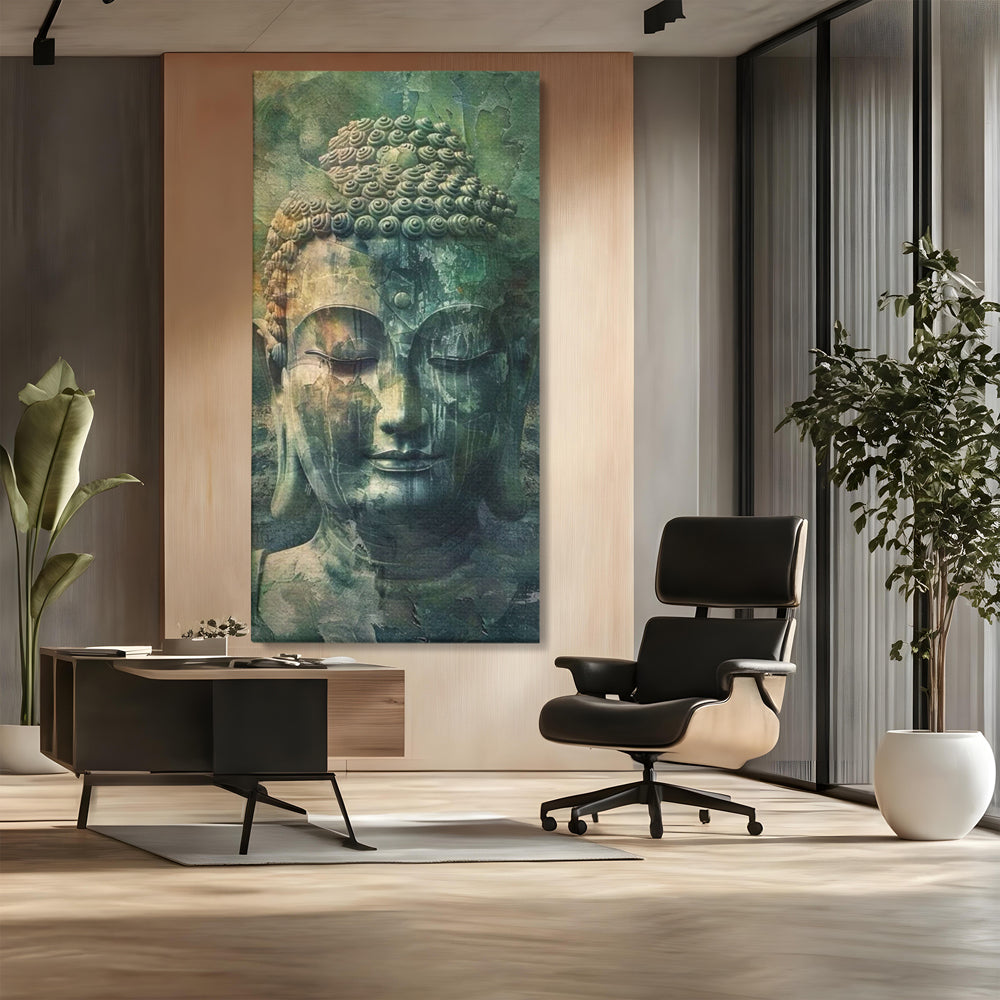 Leinwand Canvas Wandkunst Premium LuxCanva® I136, Meditative Essenz, Buddha, Zen, Meditation, Stille, Spiritualität, Emotion, Natur, Harmonie, Urne, Kunst, Schatten, Wohnen, Schlafzimmer