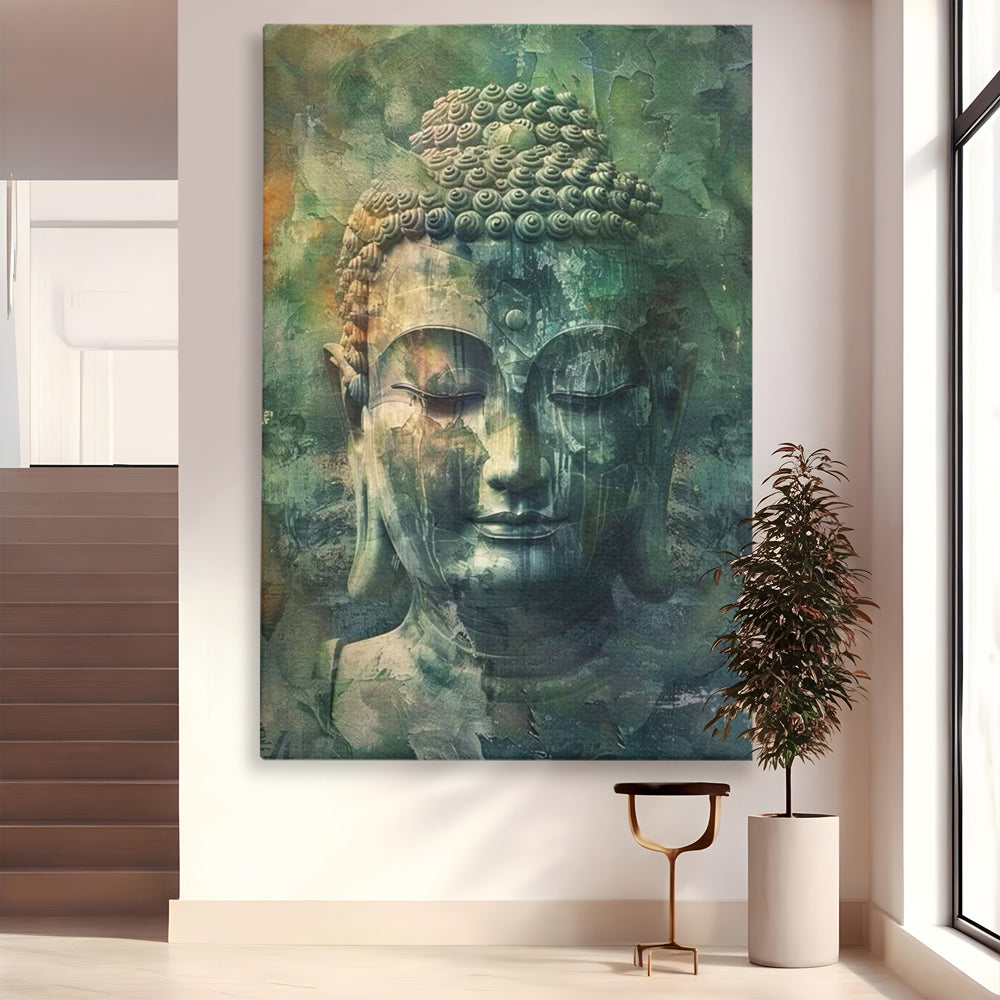 Leinwand Canvas Wandkunst Premium LuxCanva® I136, Meditative Essenz, Buddha, Zen, Meditation, Stille, Spiritualität, Emotion, Natur, Harmonie, Urne, Kunst, Schatten, Wohnen, Schlafzimmer