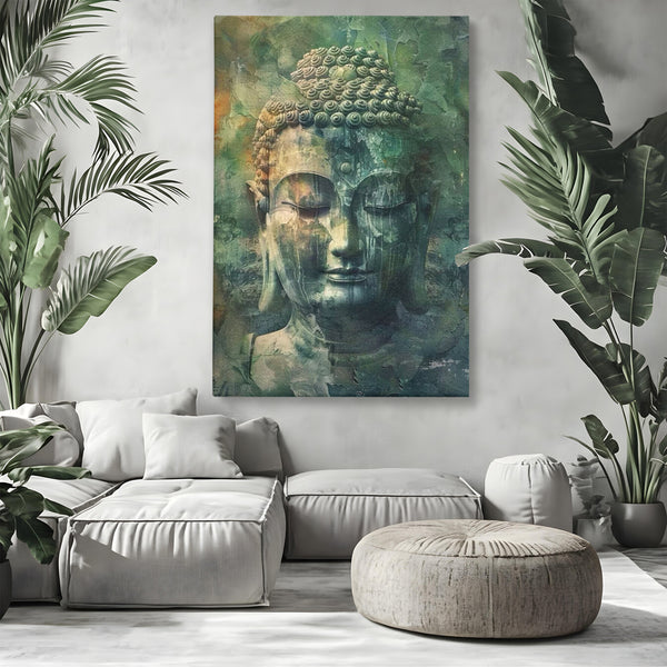 Leinwand Canvas Wandkunst Premium LuxCanva® I136, Meditative Essenz, Buddha, Zen, Meditation, Stille, Spiritualität, Emotion, Natur, Harmonie, Urne, Kunst, Schatten, Wohnen, Schlafzimmer