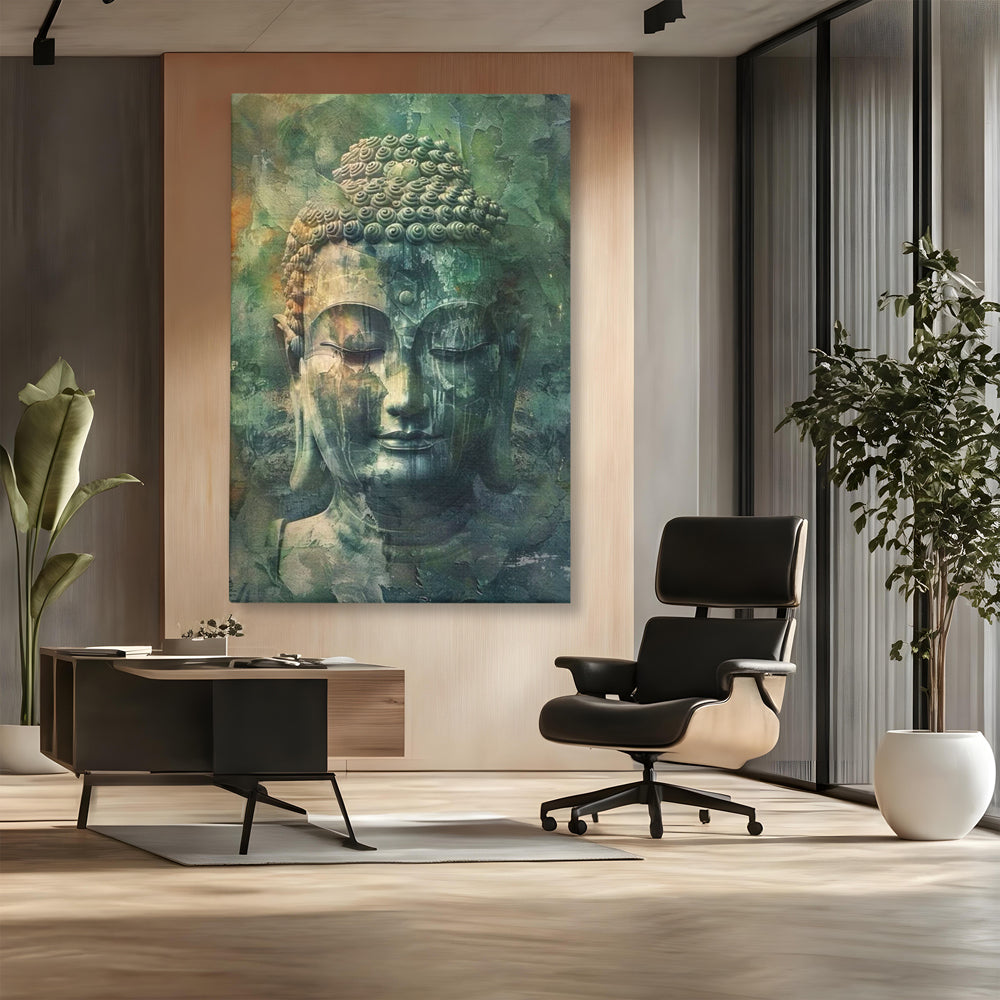 Leinwand Canvas Wandkunst Premium LuxCanva® I136, Meditative Essenz, Buddha, Zen, Meditation, Stille, Spiritualität, Emotion, Natur, Harmonie, Urne, Kunst, Schatten, Wohnen, Schlafzimmer