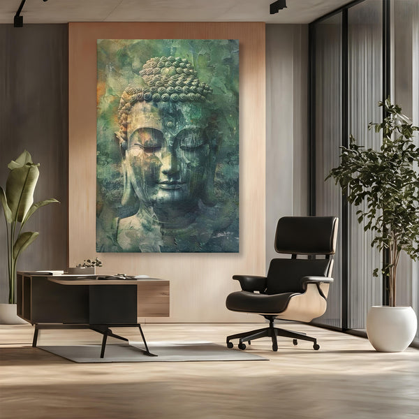 Leinwand Canvas Wandkunst Premium LuxCanva® I136, Meditative Essenz, Buddha, Zen, Meditation, Stille, Spiritualität, Emotion, Natur, Harmonie, Urne, Kunst, Schatten, Wohnen, Schlafzimmer