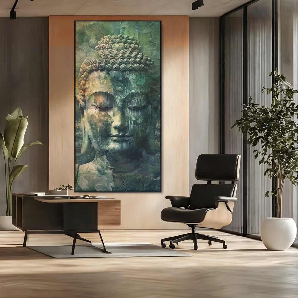 Leinwand Canvas Wandkunst Premium LuxCanva® I136, Meditative Essenz, Buddha, Zen, Meditation, Stille, Spiritualität, Emotion, Natur, Harmonie, Urne, Kunst, Schatten, Wohnen, Schlafzimmer