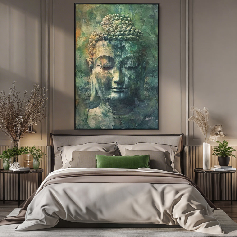 Leinwand Canvas Wandkunst Premium LuxCanva® I136, Meditative Essenz, Buddha, Zen, Meditation, Stille, Spiritualität, Emotion, Natur, Harmonie, Urne, Kunst, Schatten, Wohnen, Schlafzimmer