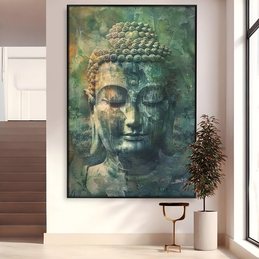Leinwand Canvas Wandkunst Premium LuxCanva® I136, Meditative Essenz, Buddha, Zen, Meditation, Stille, Spiritualität, Emotion, Natur, Harmonie, Urne, Kunst, Schatten, Wohnen, Schlafzimmer