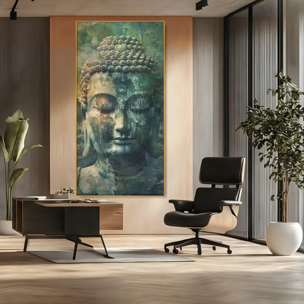 Leinwand Canvas Wandkunst Premium LuxCanva® I136, Meditative Essenz, Buddha, Zen, Meditation, Stille, Spiritualität, Emotion, Natur, Harmonie, Urne, Kunst, Schatten, Wohnen, Schlafzimmer