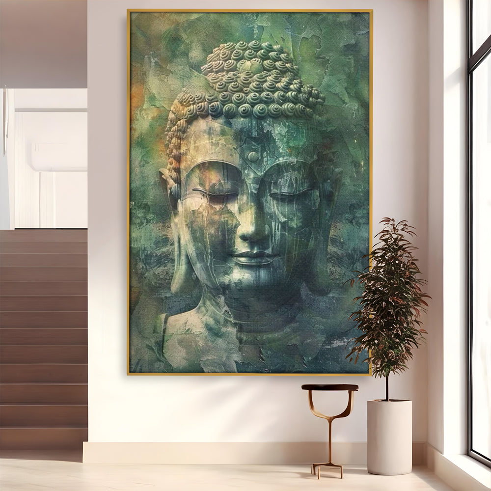 Leinwand Canvas Wandkunst Premium LuxCanva® I136, Meditative Essenz, Buddha, Zen, Meditation, Stille, Spiritualität, Emotion, Natur, Harmonie, Urne, Kunst, Schatten, Wohnen, Schlafzimmer