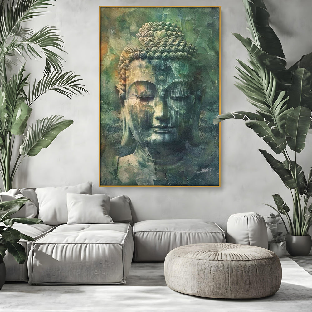 Leinwand Canvas Wandkunst Premium LuxCanva® I136, Meditative Essenz, Buddha, Zen, Meditation, Stille, Spiritualität, Emotion, Natur, Harmonie, Urne, Kunst, Schatten, Wohnen, Schlafzimmer