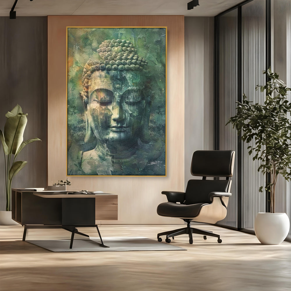 Leinwand Canvas Wandkunst Premium LuxCanva® I136, Meditative Essenz, Buddha, Zen, Meditation, Stille, Spiritualität, Emotion, Natur, Harmonie, Urne, Kunst, Schatten, Wohnen, Schlafzimmer