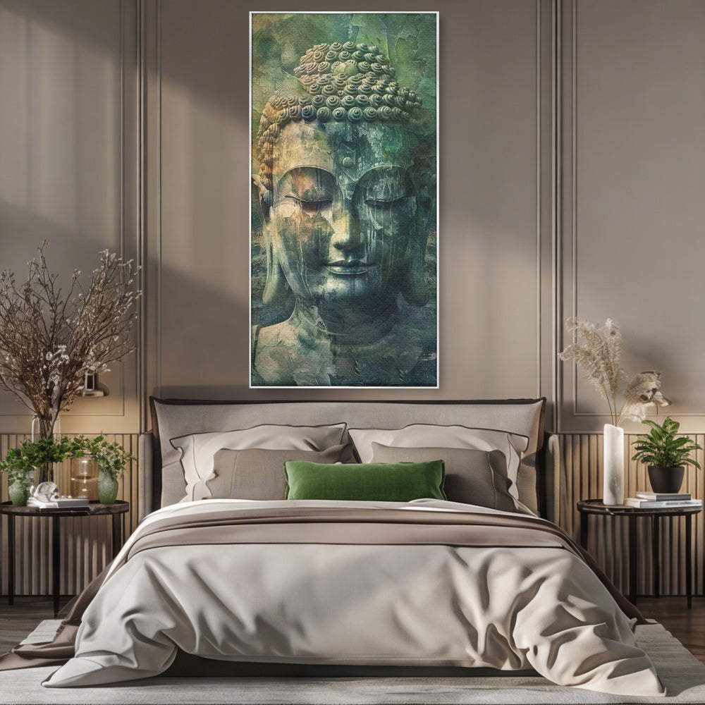 Leinwand Canvas Wandkunst Premium LuxCanva® I136, Meditative Essenz, Buddha, Zen, Meditation, Stille, Spiritualität, Emotion, Natur, Harmonie, Urne, Kunst, Schatten, Wohnen, Schlafzimmer