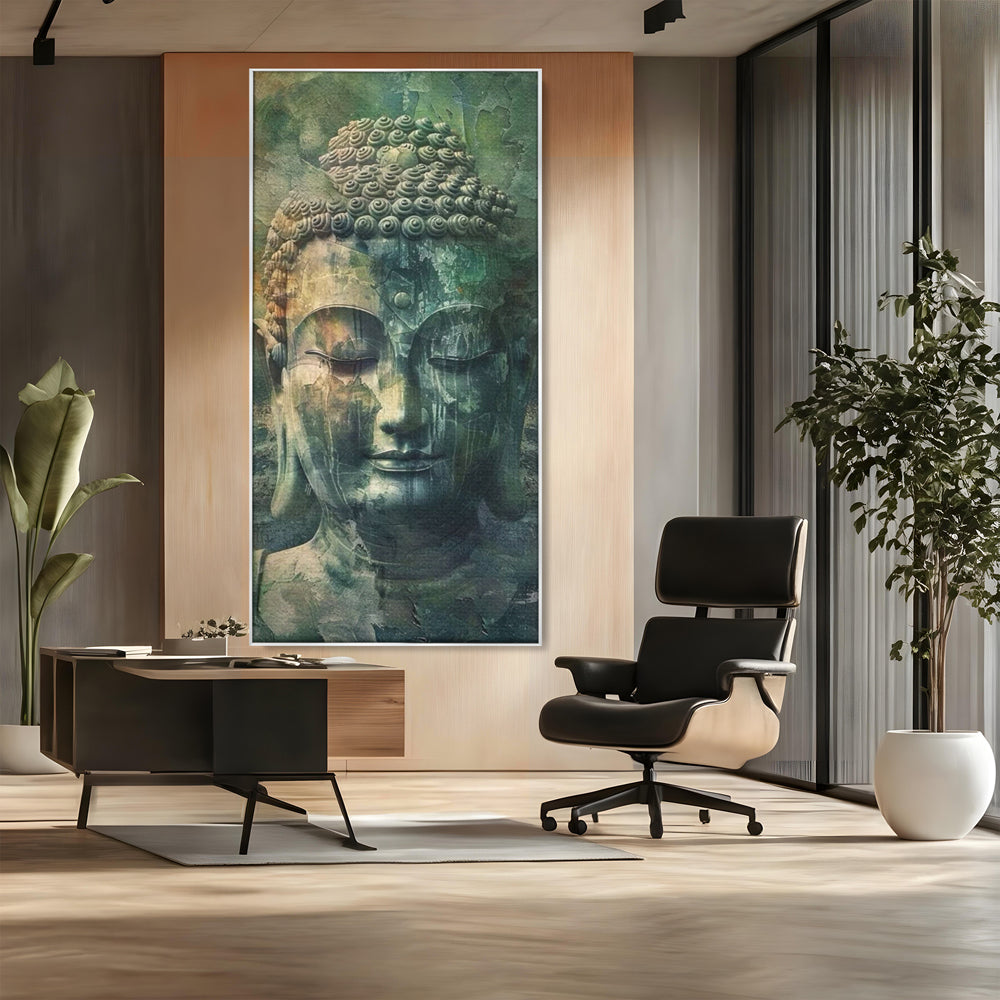 Leinwand Canvas Wandkunst Premium LuxCanva® I136, Meditative Essenz, Buddha, Zen, Meditation, Stille, Spiritualität, Emotion, Natur, Harmonie, Urne, Kunst, Schatten, Wohnen, Schlafzimmer