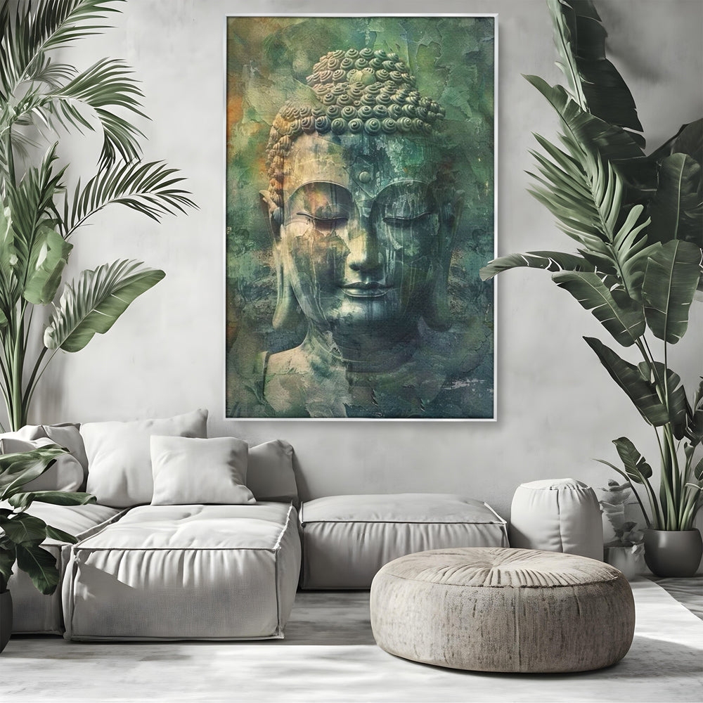 Leinwand Canvas Wandkunst Premium LuxCanva® I136, Meditative Essenz, Buddha, Zen, Meditation, Stille, Spiritualität, Emotion, Natur, Harmonie, Urne, Kunst, Schatten, Wohnen, Schlafzimmer