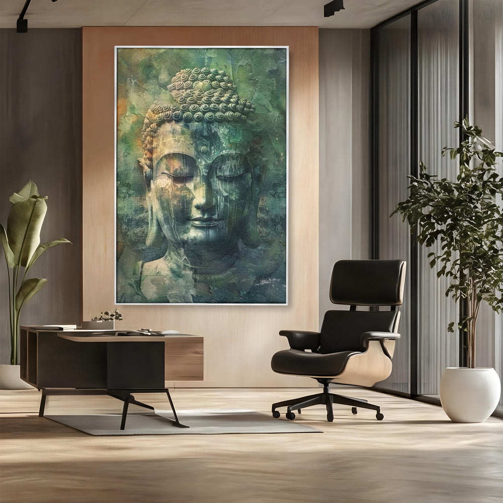 Leinwand Canvas Wandkunst Premium LuxCanva® I136, Meditative Essenz, Buddha, Zen, Meditation, Stille, Spiritualität, Emotion, Natur, Harmonie, Urne, Kunst, Schatten, Wohnen, Schlafzimmer