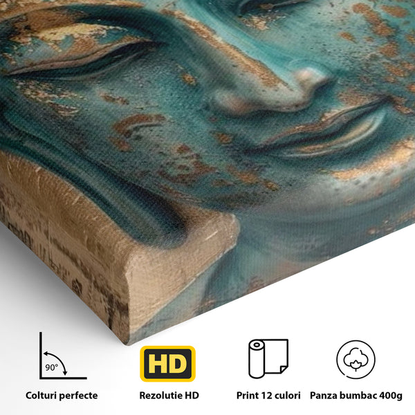Leinwandbilder Premium LuxCanva® I137, Inneres Gold, Buddha, Zen, Spiritualität, Meditation, Besinnung, Kontemplation, Transformation, Ruhe, Harmonie, Kunst, Splashes, Wohnen, Schlafzimmer