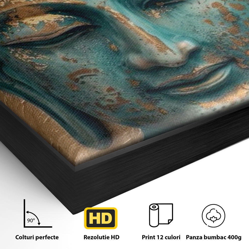 Leinwandbilder Premium LuxCanva® I137, Inneres Gold, Buddha, Zen, Spiritualität, Meditation, Besinnung, Kontemplation, Transformation, Ruhe, Harmonie, Kunst, Splashes, Wohnen, Schlafzimmer