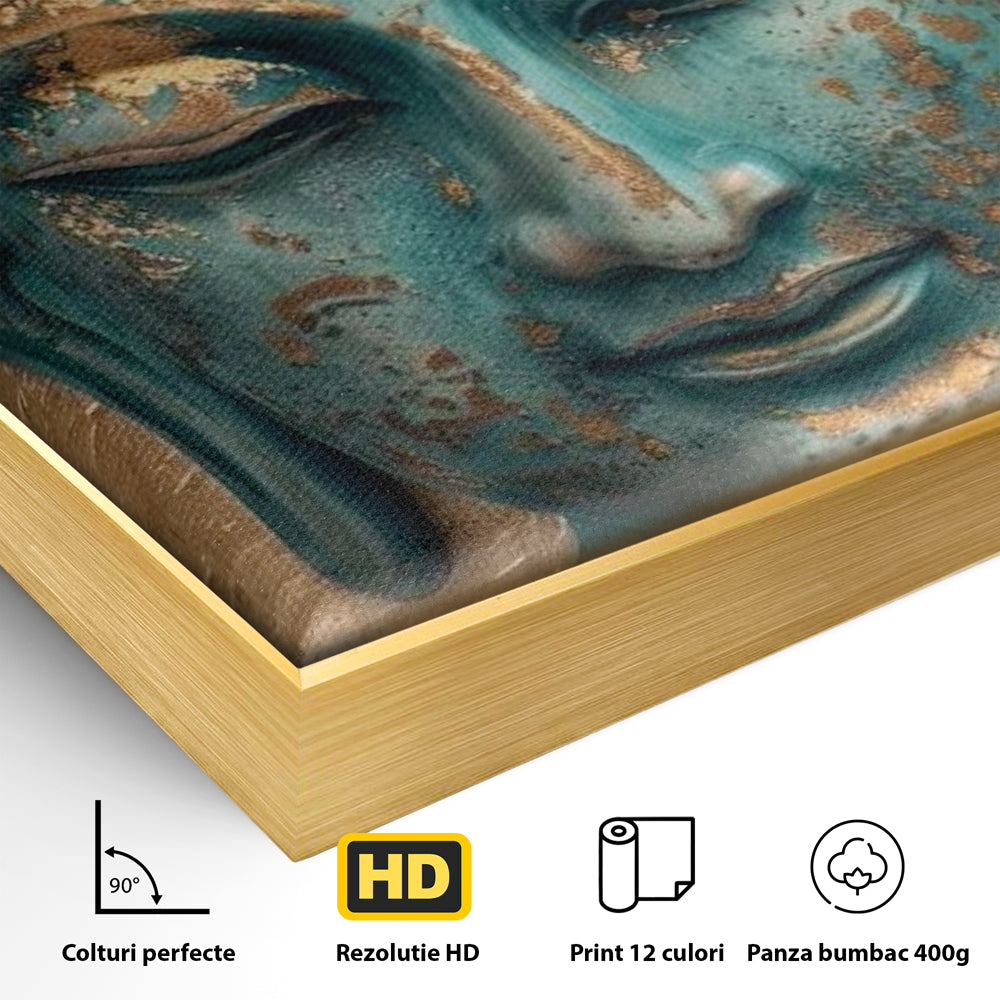 Leinwandbilder Premium LuxCanva® I137, Inneres Gold, Buddha, Zen, Spiritualität, Meditation, Besinnung, Kontemplation, Transformation, Ruhe, Harmonie, Kunst, Splashes, Wohnen, Schlafzimmer