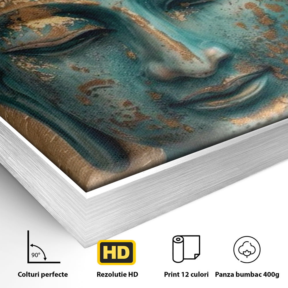 Leinwandbilder Premium LuxCanva® I137, Inneres Gold, Buddha, Zen, Spiritualität, Meditation, Besinnung, Kontemplation, Transformation, Ruhe, Harmonie, Kunst, Splashes, Wohnen, Schlafzimmer