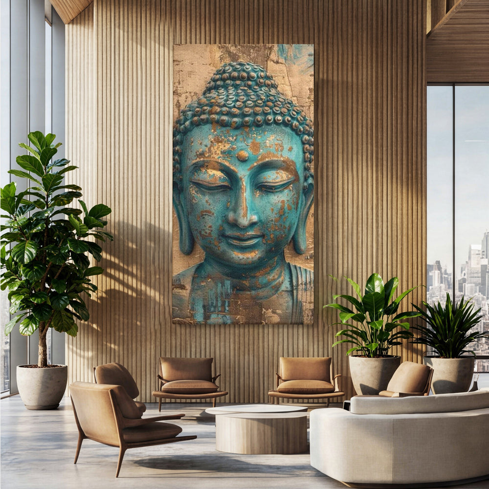 Leinwandbilder Premium LuxCanva® I137, Inneres Gold, Buddha, Zen, Spiritualität, Meditation, Besinnung, Kontemplation, Transformation, Ruhe, Harmonie, Kunst, Splashes, Wohnen, Schlafzimmer
