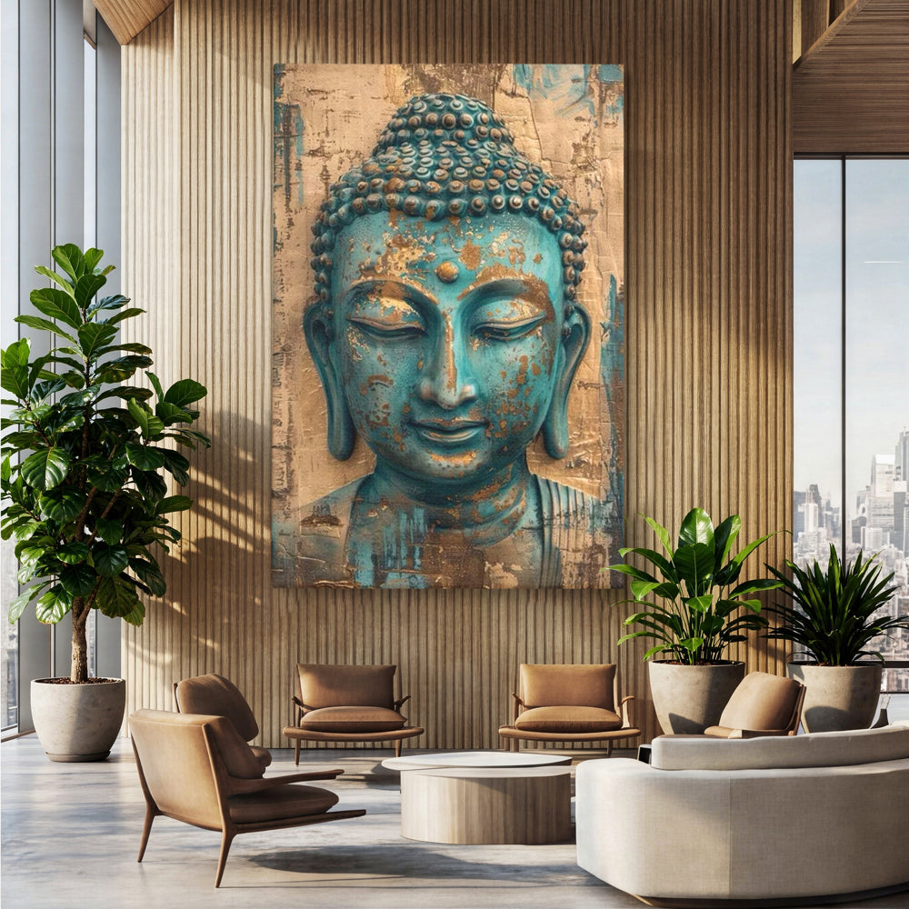 Leinwandbilder Premium LuxCanva® I137, Inneres Gold, Buddha, Zen, Spiritualität, Meditation, Besinnung, Kontemplation, Transformation, Ruhe, Harmonie, Kunst, Splashes, Wohnen, Schlafzimmer