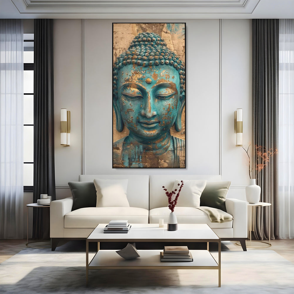 Leinwandbilder Premium LuxCanva® I137, Inneres Gold, Buddha, Zen, Spiritualität, Meditation, Besinnung, Kontemplation, Transformation, Ruhe, Harmonie, Kunst, Splashes, Wohnen, Schlafzimmer