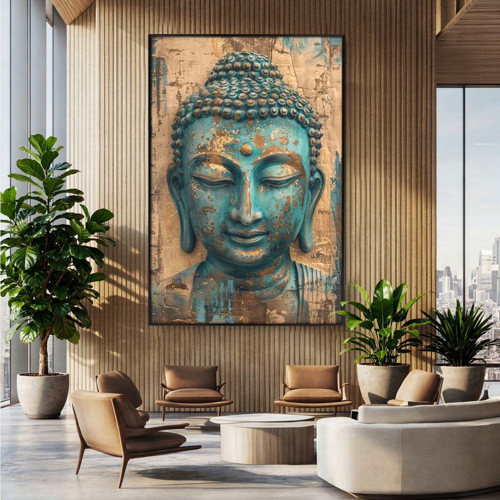 Leinwandbilder Premium LuxCanva® I137, Inneres Gold, Buddha, Zen, Spiritualität, Meditation, Besinnung, Kontemplation, Transformation, Ruhe, Harmonie, Kunst, Splashes, Wohnen, Schlafzimmer