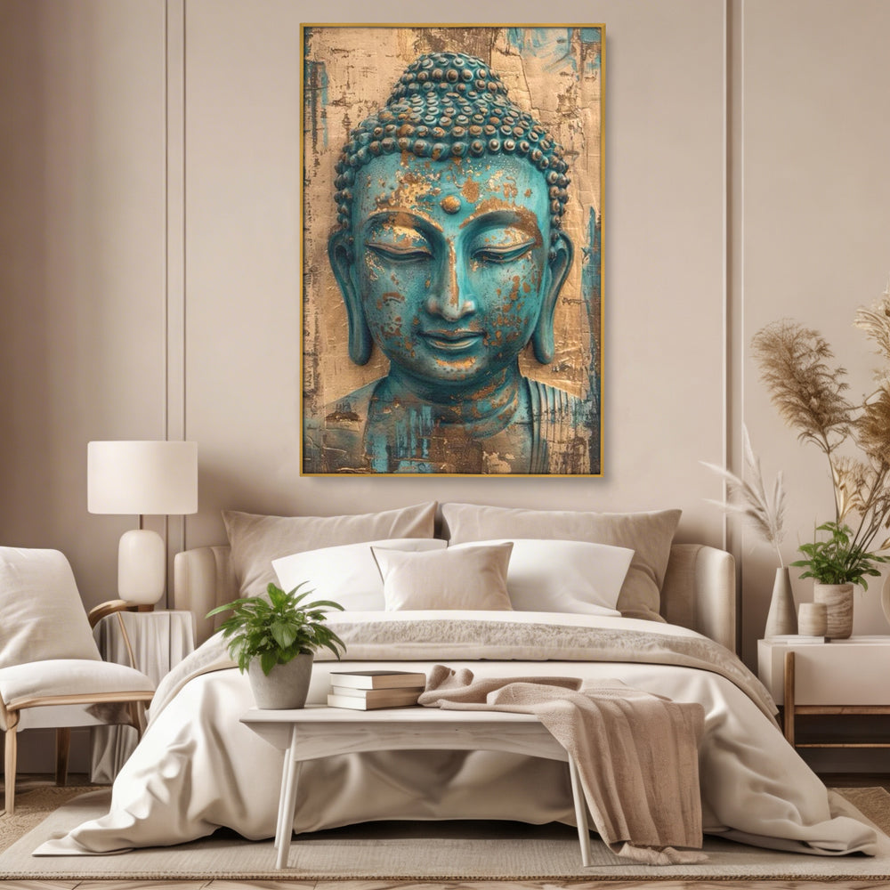 Leinwandbilder Premium LuxCanva® I137, Inneres Gold, Buddha, Zen, Spiritualität, Meditation, Besinnung, Kontemplation, Transformation, Ruhe, Harmonie, Kunst, Splashes, Wohnen, Schlafzimmer