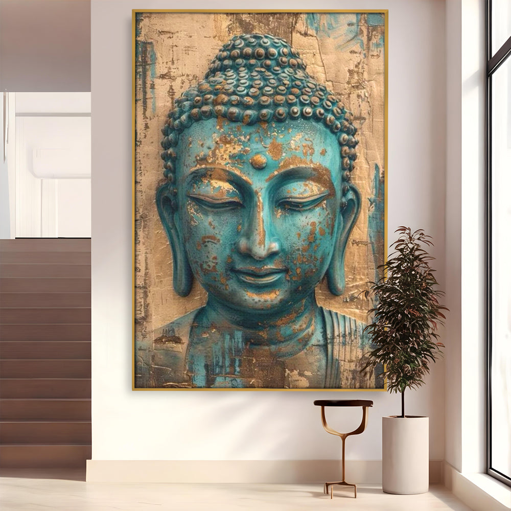 Leinwandbilder Premium LuxCanva® I137, Inneres Gold, Buddha, Zen, Spiritualität, Meditation, Besinnung, Kontemplation, Transformation, Ruhe, Harmonie, Kunst, Splashes, Wohnen, Schlafzimmer