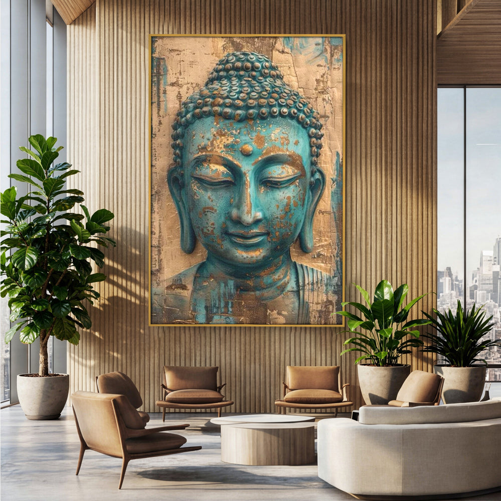 Leinwandbilder Premium LuxCanva® I137, Inneres Gold, Buddha, Zen, Spiritualität, Meditation, Besinnung, Kontemplation, Transformation, Ruhe, Harmonie, Kunst, Splashes, Wohnen, Schlafzimmer
