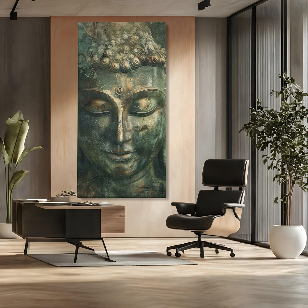 Leinwandbilder Premium LuxCanva® I138, Dunkle Stille, Buddha, Zen, Meditation, Meditation, Stille, Spiritualität, Emotion, Natur, Harmonie, Urne, Kunst, Schatten, Wohnen, Schlafzimmer