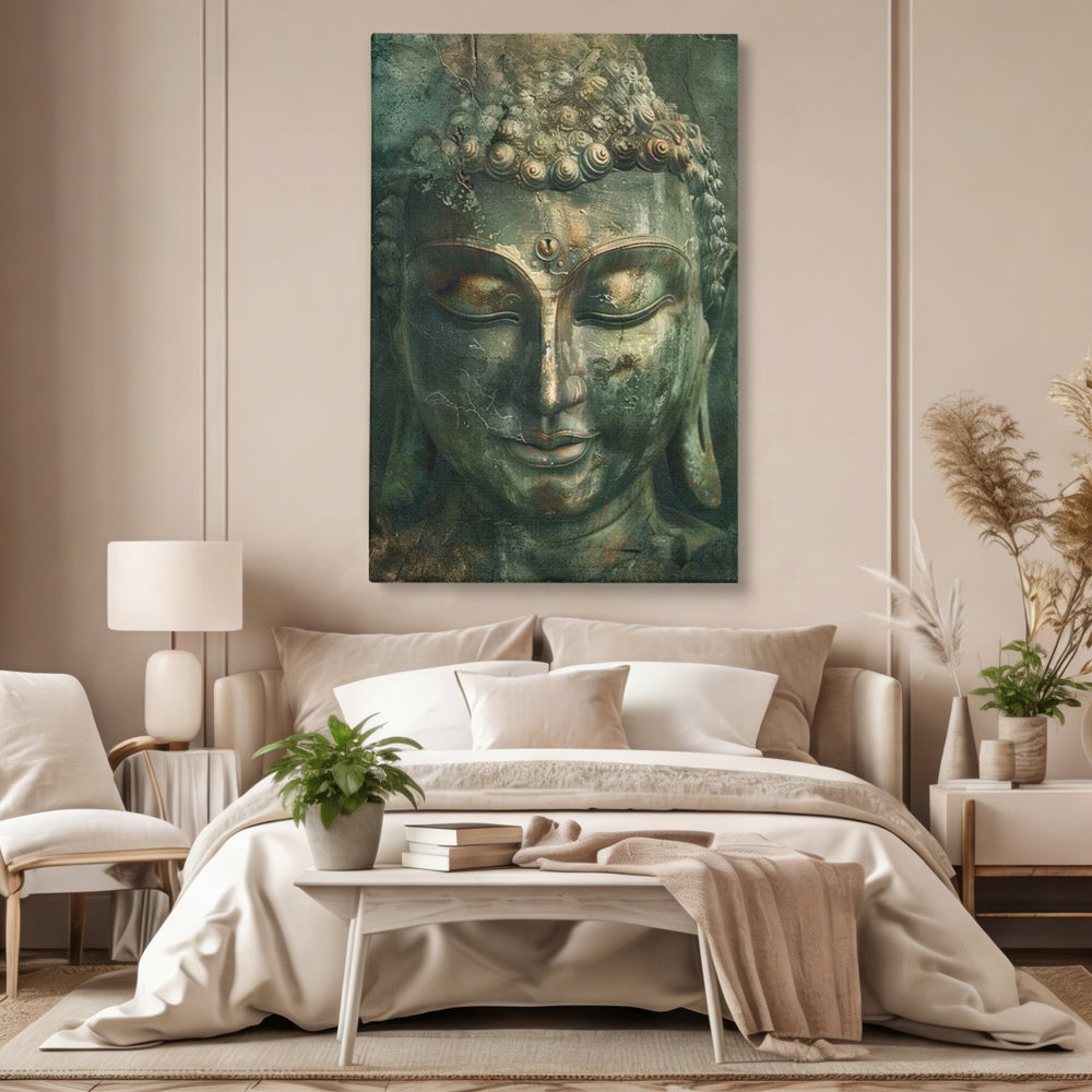 Leinwandbilder Premium LuxCanva® I138, Dunkle Stille, Buddha, Zen, Meditation, Meditation, Stille, Spiritualität, Emotion, Natur, Harmonie, Urne, Kunst, Schatten, Wohnen, Schlafzimmer