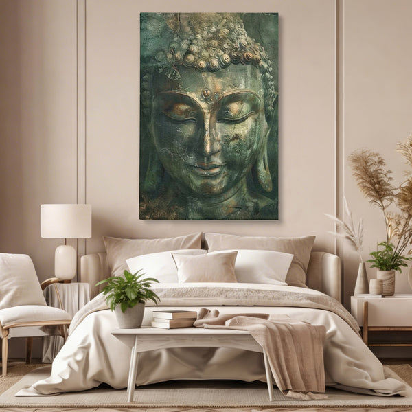 Leinwandbilder Premium LuxCanva® I138, Dunkle Stille, Buddha, Zen, Meditation, Meditation, Stille, Spiritualität, Emotion, Natur, Harmonie, Urne, Kunst, Schatten, Wohnen, Schlafzimmer