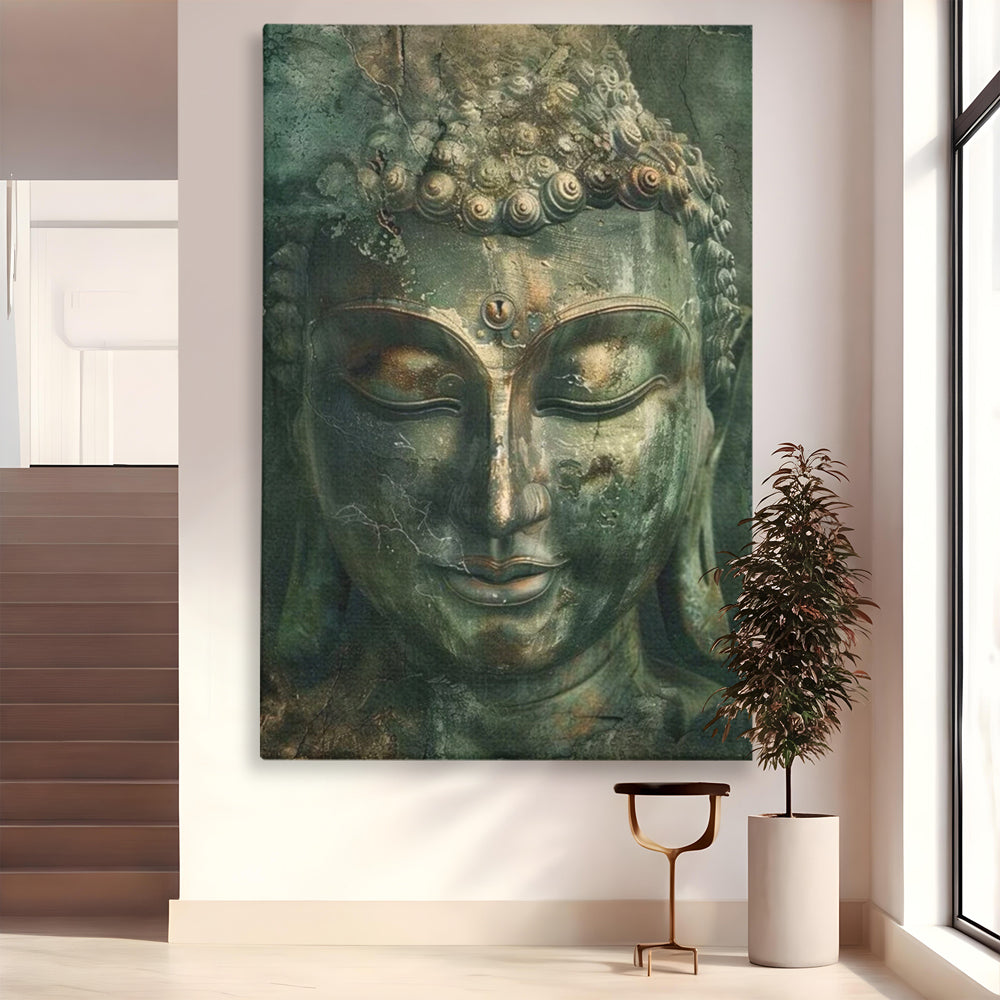 Leinwandbilder Premium LuxCanva® I138, Dunkle Stille, Buddha, Zen, Meditation, Meditation, Stille, Spiritualität, Emotion, Natur, Harmonie, Urne, Kunst, Schatten, Wohnen, Schlafzimmer