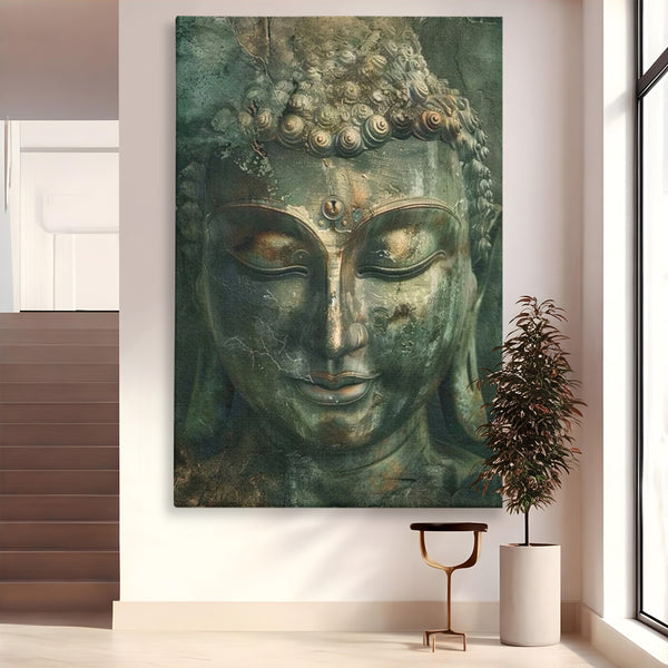 Leinwandbilder Premium LuxCanva® I138, Dunkle Stille, Buddha, Zen, Meditation, Meditation, Stille, Spiritualität, Emotion, Natur, Harmonie, Urne, Kunst, Schatten, Wohnen, Schlafzimmer