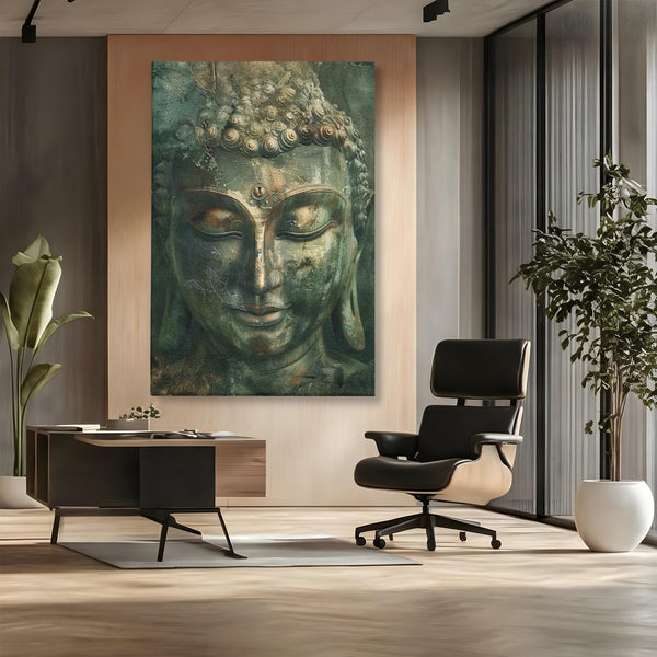 Leinwandbilder Premium LuxCanva® I138, Dunkle Stille, Buddha, Zen, Meditation, Meditation, Stille, Spiritualität, Emotion, Natur, Harmonie, Urne, Kunst, Schatten, Wohnen, Schlafzimmer