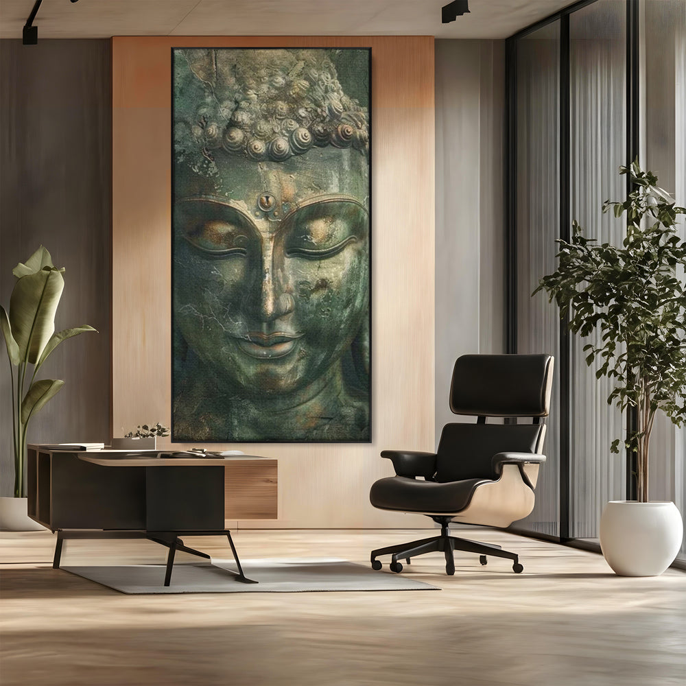Leinwandbilder Premium LuxCanva® I138, Dunkle Stille, Buddha, Zen, Meditation, Meditation, Stille, Spiritualität, Emotion, Natur, Harmonie, Urne, Kunst, Schatten, Wohnen, Schlafzimmer