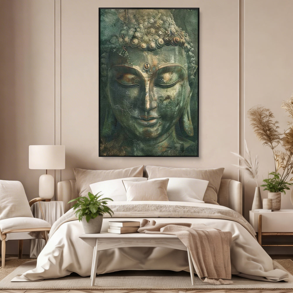 Leinwandbilder Premium LuxCanva® I138, Dunkle Stille, Buddha, Zen, Meditation, Meditation, Stille, Spiritualität, Emotion, Natur, Harmonie, Urne, Kunst, Schatten, Wohnen, Schlafzimmer