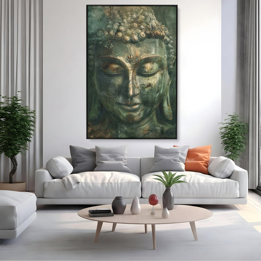 Leinwandbilder Premium LuxCanva® I138, Dunkle Stille, Buddha, Zen, Meditation, Meditation, Stille, Spiritualität, Emotion, Natur, Harmonie, Urne, Kunst, Schatten, Wohnen, Schlafzimmer