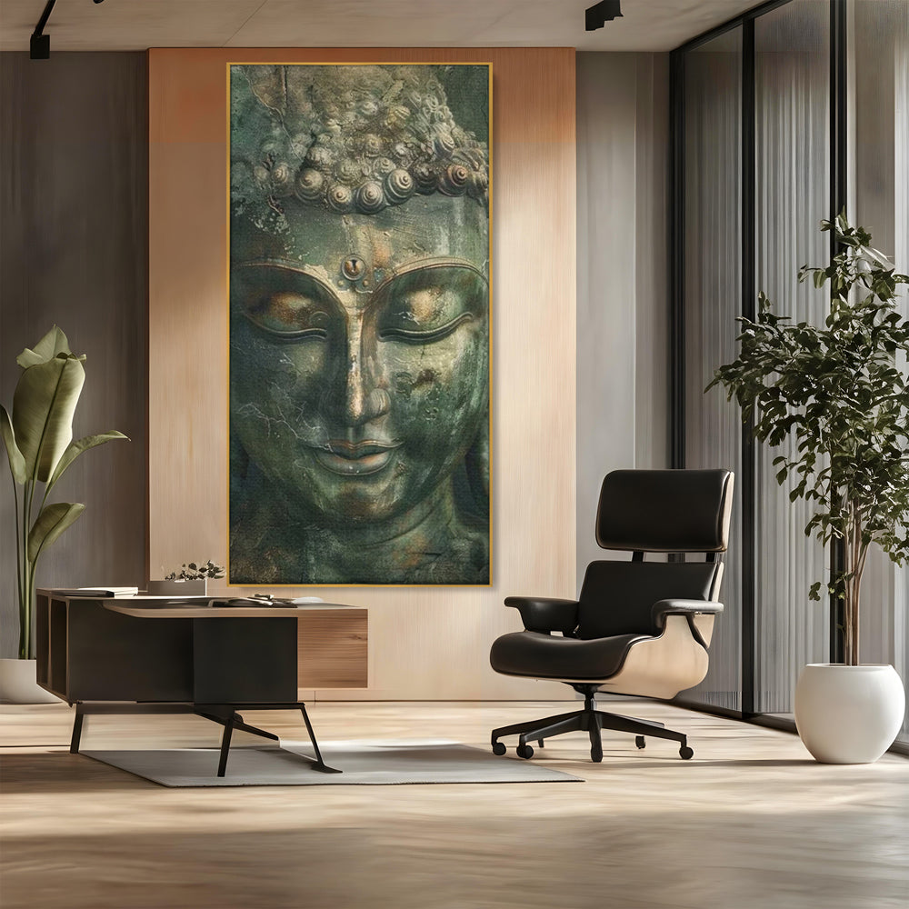 Leinwandbilder Premium LuxCanva® I138, Dunkle Stille, Buddha, Zen, Meditation, Meditation, Stille, Spiritualität, Emotion, Natur, Harmonie, Urne, Kunst, Schatten, Wohnen, Schlafzimmer