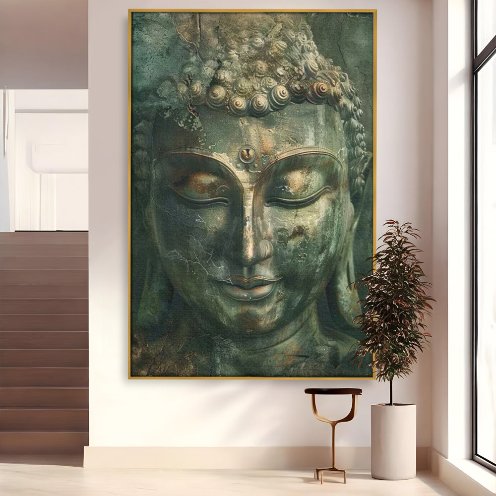 Leinwandbilder Premium LuxCanva® I138, Dunkle Stille, Buddha, Zen, Meditation, Meditation, Stille, Spiritualität, Emotion, Natur, Harmonie, Urne, Kunst, Schatten, Wohnen, Schlafzimmer
