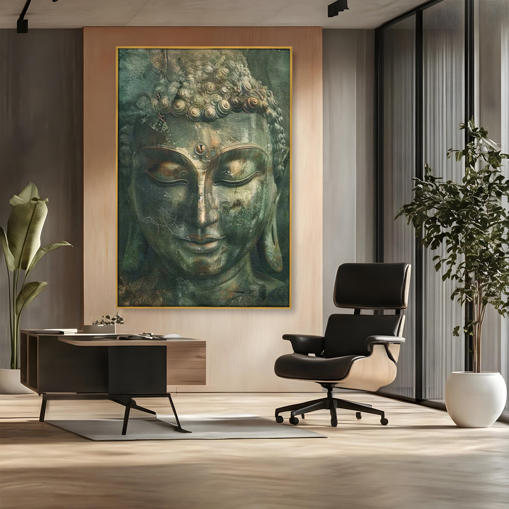 Leinwandbilder Premium LuxCanva® I138, Dunkle Stille, Buddha, Zen, Meditation, Meditation, Stille, Spiritualität, Emotion, Natur, Harmonie, Urne, Kunst, Schatten, Wohnen, Schlafzimmer