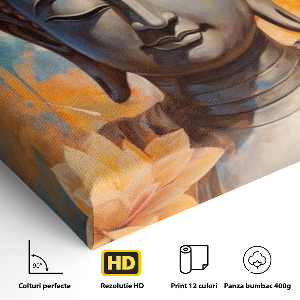 Leinwandbilder Premium LuxCanva® I139, Blumen des Lichts, Buddha, Zen, Spiritualität, Meditation, Balance, Harmonie, Erleuchtung, Blumen, Lotus, lebendige Farben, Wohnen, Schlafzimmer