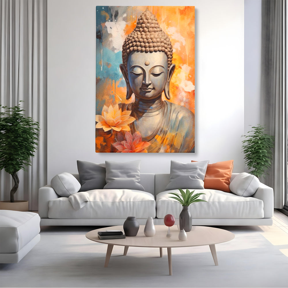 Leinwandbilder Premium LuxCanva® I139, Blumen des Lichts, Buddha, Zen, Spiritualität, Meditation, Balance, Harmonie, Erleuchtung, Blumen, Lotus, lebendige Farben, Wohnen, Schlafzimmer