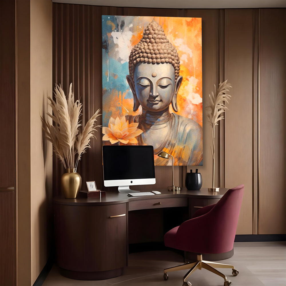 Leinwandbilder Premium LuxCanva® I139, Blumen des Lichts, Buddha, Zen, Spiritualität, Meditation, Balance, Harmonie, Erleuchtung, Blumen, Lotus, lebendige Farben, Wohnen, Schlafzimmer