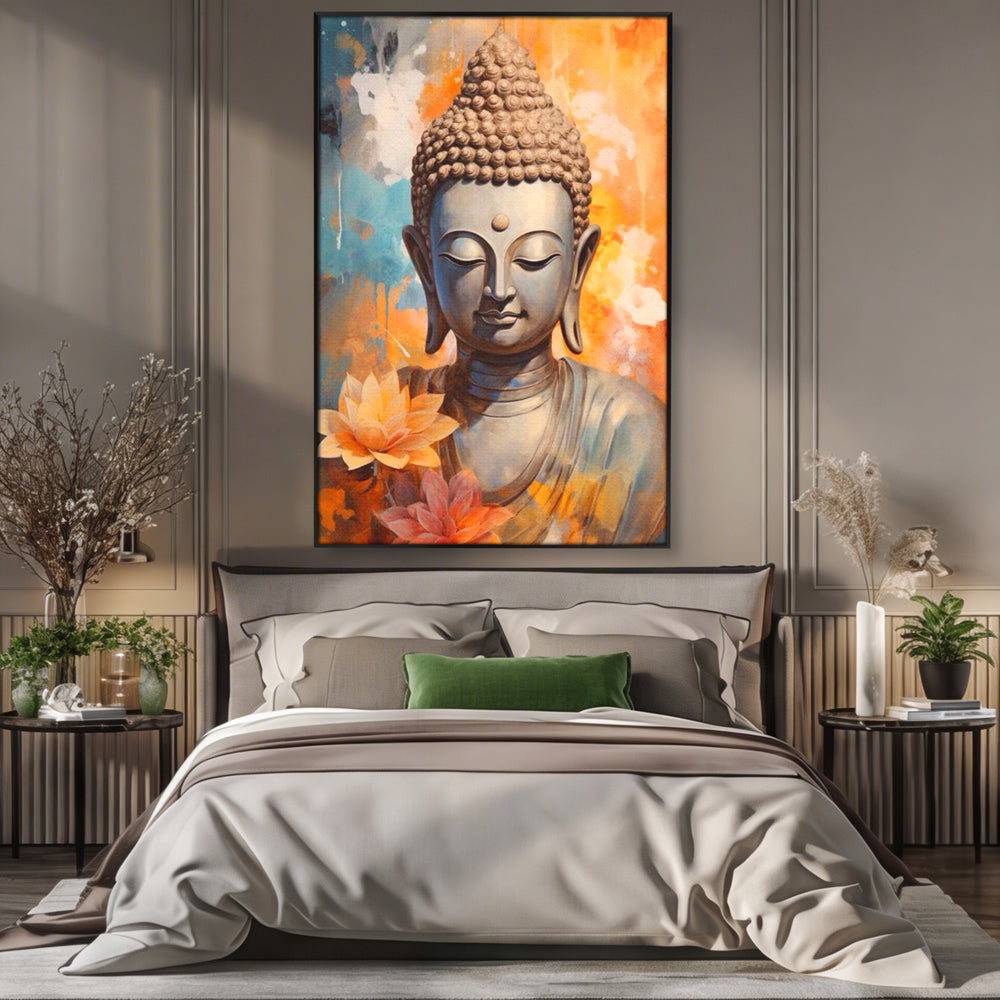 Leinwandbilder Premium LuxCanva® I139, Blumen des Lichts, Buddha, Zen, Spiritualität, Meditation, Balance, Harmonie, Erleuchtung, Blumen, Lotus, lebendige Farben, Wohnen, Schlafzimmer