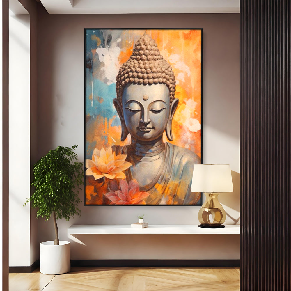 Leinwandbilder Premium LuxCanva® I139, Blumen des Lichts, Buddha, Zen, Spiritualität, Meditation, Balance, Harmonie, Erleuchtung, Blumen, Lotus, lebendige Farben, Wohnen, Schlafzimmer