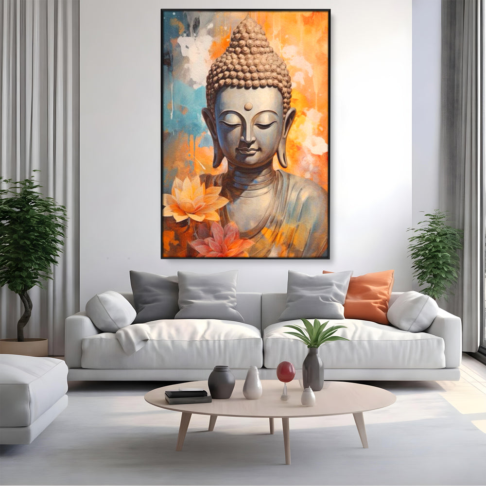 Leinwandbilder Premium LuxCanva® I139, Blumen des Lichts, Buddha, Zen, Spiritualität, Meditation, Balance, Harmonie, Erleuchtung, Blumen, Lotus, lebendige Farben, Wohnen, Schlafzimmer