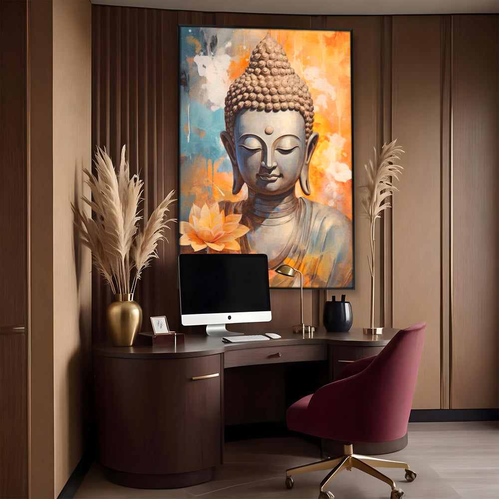 Leinwandbilder Premium LuxCanva® I139, Blumen des Lichts, Buddha, Zen, Spiritualität, Meditation, Balance, Harmonie, Erleuchtung, Blumen, Lotus, lebendige Farben, Wohnen, Schlafzimmer