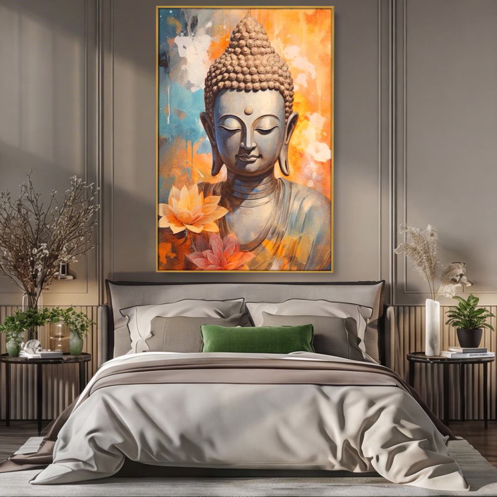 Leinwandbilder Premium LuxCanva® I139, Blumen des Lichts, Buddha, Zen, Spiritualität, Meditation, Balance, Harmonie, Erleuchtung, Blumen, Lotus, lebendige Farben, Wohnen, Schlafzimmer
