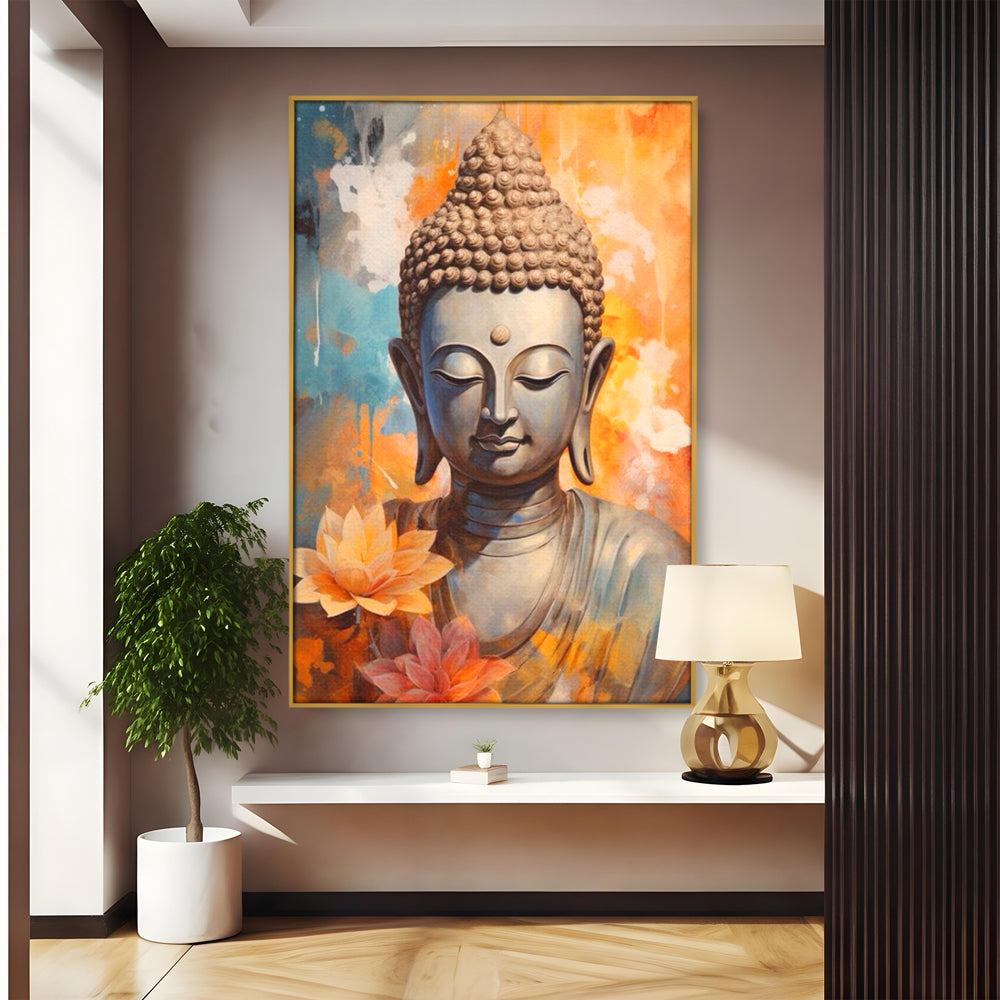 Leinwandbilder Premium LuxCanva® I139, Blumen des Lichts, Buddha, Zen, Spiritualität, Meditation, Balance, Harmonie, Erleuchtung, Blumen, Lotus, lebendige Farben, Wohnen, Schlafzimmer