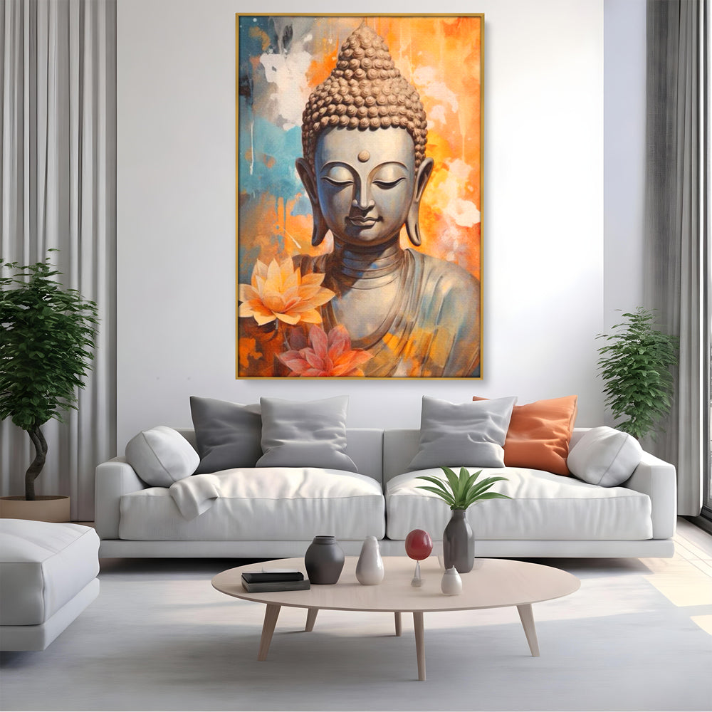 Leinwandbilder Premium LuxCanva® I139, Blumen des Lichts, Buddha, Zen, Spiritualität, Meditation, Balance, Harmonie, Erleuchtung, Blumen, Lotus, lebendige Farben, Wohnen, Schlafzimmer